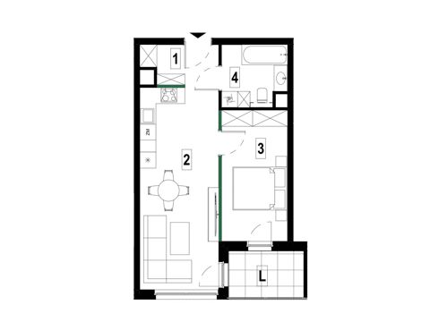 Plan 2 pok. 44m²