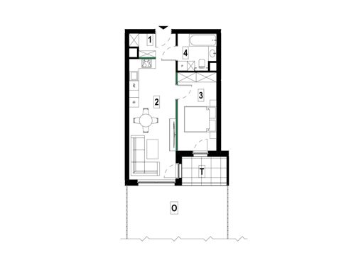 Plan 2 pok. 43m²