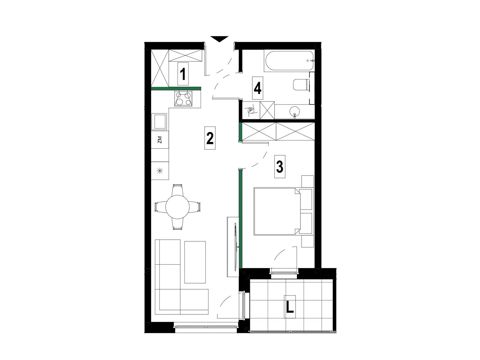 Plan 2 pok. 44m²