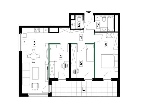 Plan 4 pok. 75m²