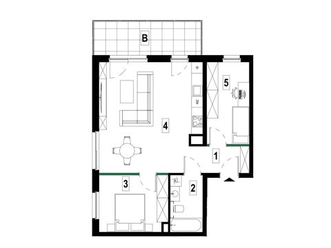 Plan 3 pok. 62m²
