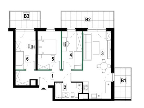 Plan 4 pok. 67m²