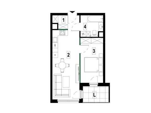 Plan 2 pok. 44m²
