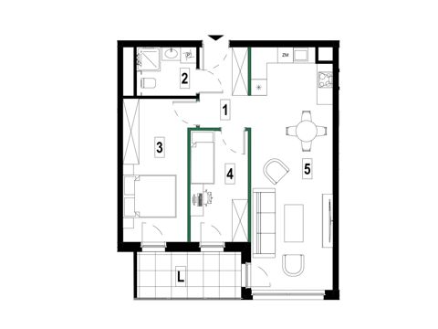 Plan 3 pok. 60m²