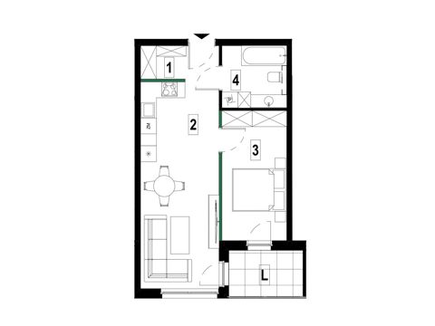 Plan 2 pok. 44m²