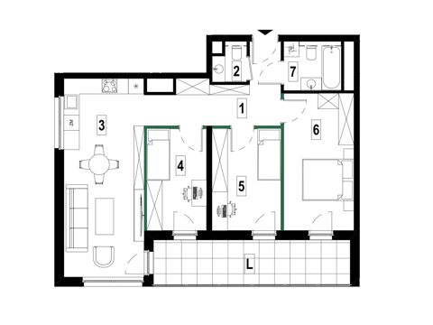 Plan 4 pok. 75m²