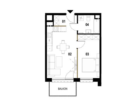 Plan 2 pok. 40m²