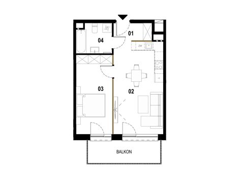 Plan 2 pok. 43m²