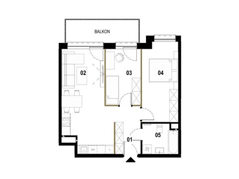 Plan 3 pok. 55m²