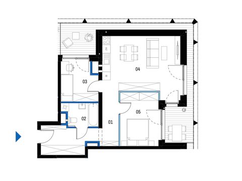 Plan 3 pok. 60m²