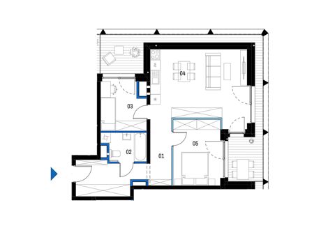 Plan 3 pok. 61m²