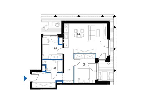 Plan 3 pok. 61m²