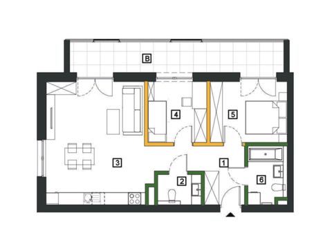 Plan 3 pok. 64m²