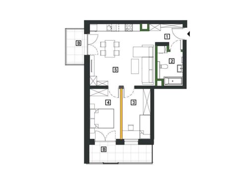 Plan 3 pok. 57m²