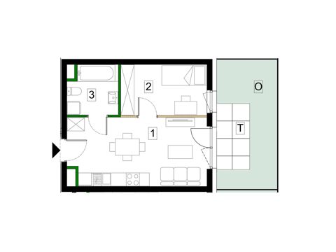 Plan 2 pok. 33m²