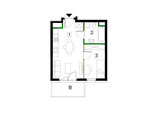Plan 2 pok. 34m²