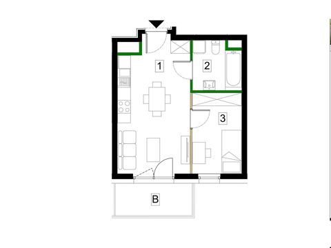 Plan 2 pok. 34m²