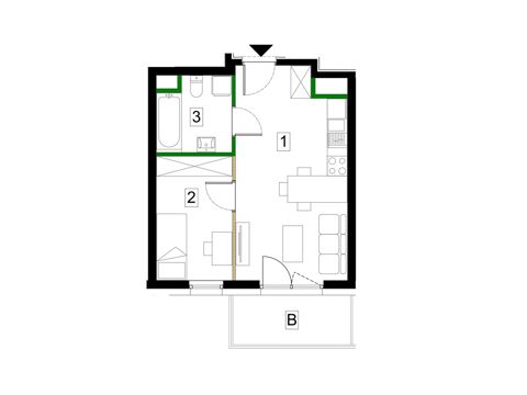 Plan 2 pok. 34m²