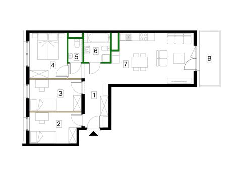 Plan 4 pok. 68m²