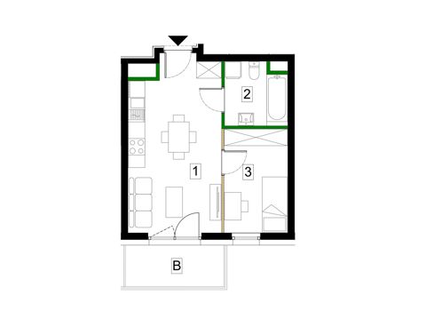 Plan 2 pok. 34m²