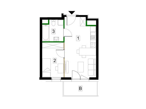 Plan 2 pok. 34m²
