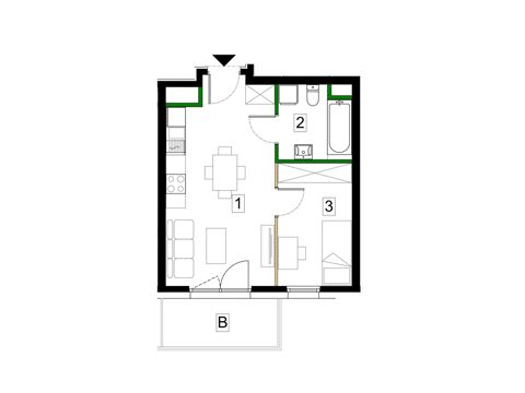 Plan 2 pok. 34m²