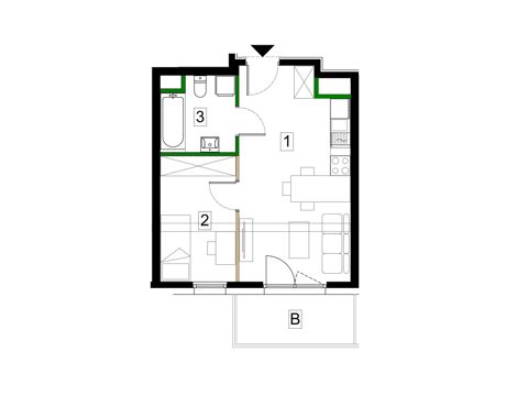Plan 2 pok. 35m²