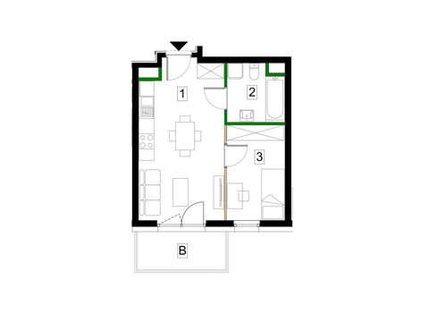 Plan 2 pok. 34m²