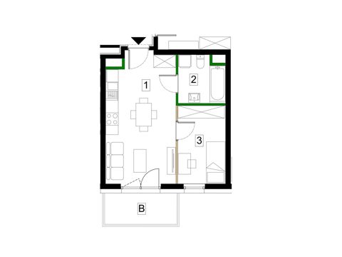 Plan 2 pok. 34m²