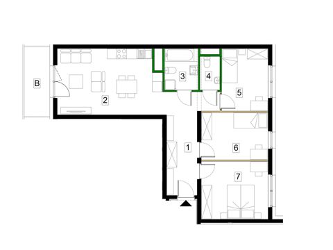 Plan 4 pok. 77m²