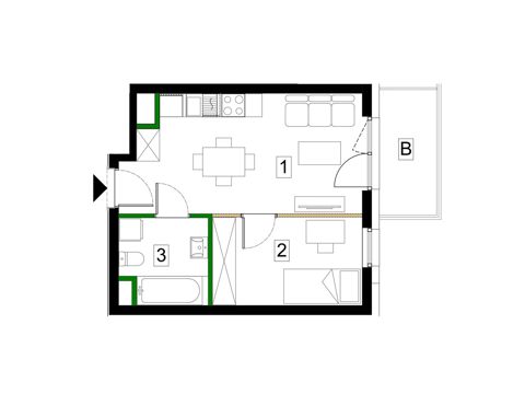 Plan 2 pok. 32m²