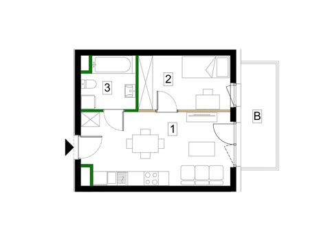 Plan 2 pok. 33m²