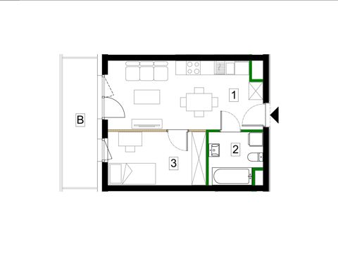 Plan 2 pok. 34m²