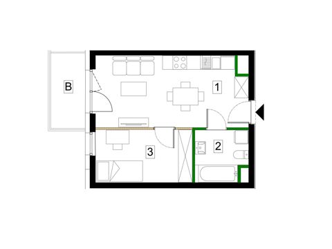 Plan 2 pok. 35m²