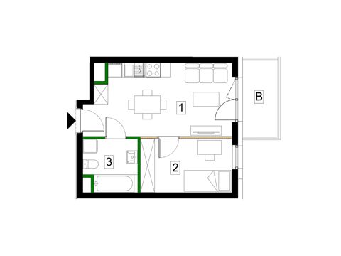 Plan 2 pok. 32m²