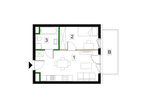 Plan 2 pok. 33m²