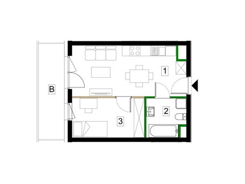 Plan 2 pok. 34m²
