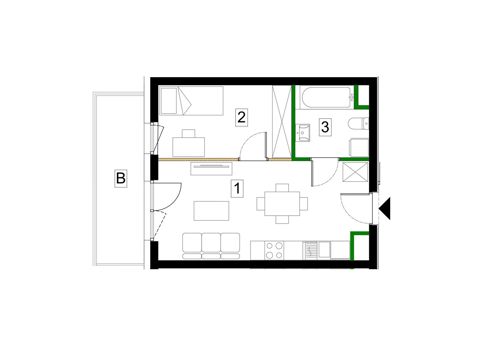 Plan 2 pok. 35m²