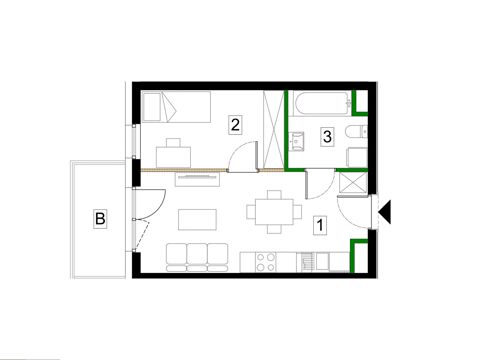 Plan 2 pok. 34m²