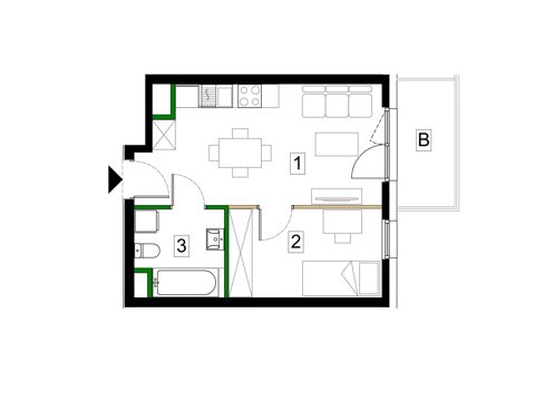 Plan 2 pok. 33m²