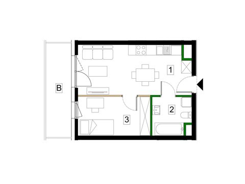 Plan 2 pok. 34m²