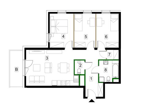 Plan 4 pok. 76m²