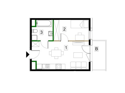 Plan 2 pok. 34m²
