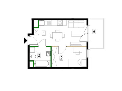 Plan 2 pok. 32m²