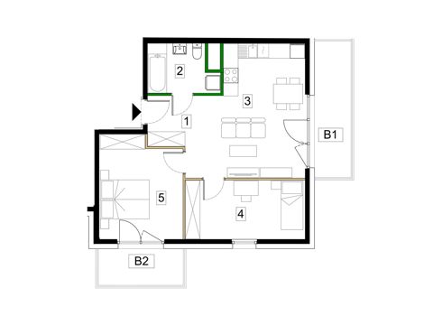 Plan 3 pok. 58m²