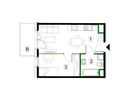 Plan 2 pok. 34m²