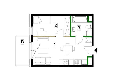 Plan 2 pok. 36m²
