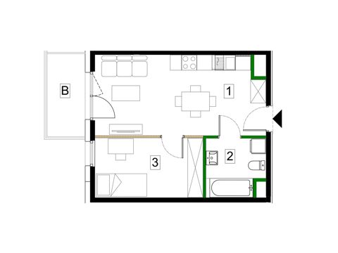 Plan 2 pok. 36m²