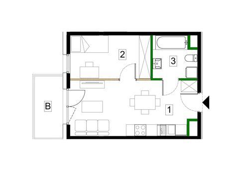 Plan 2 pok. 34m²