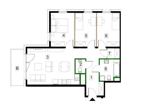 Plan 4 pok. 77m²